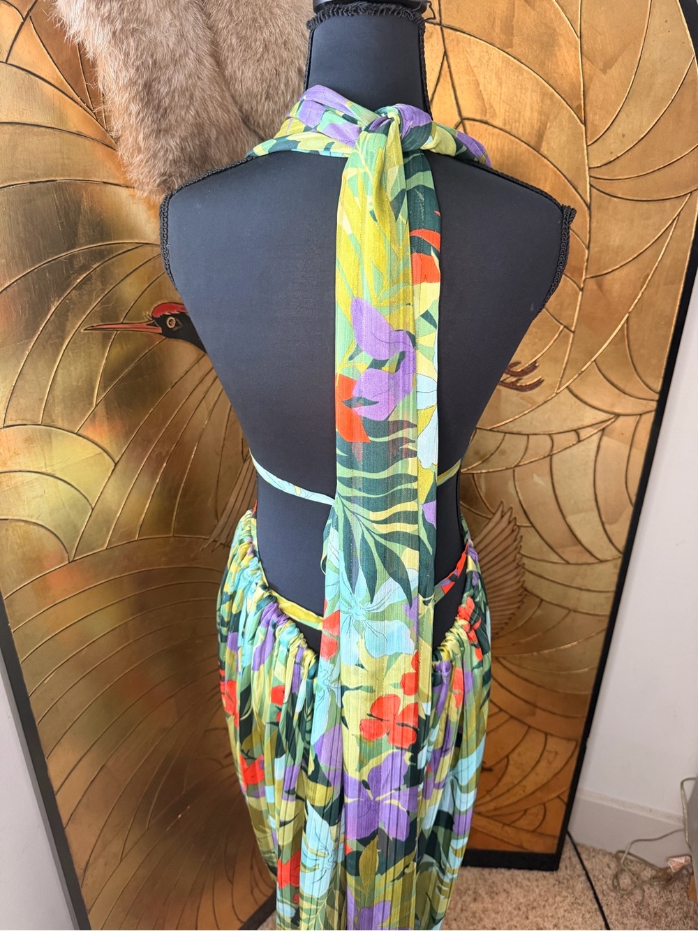 Bronx and Banco Floral Ring-Cut Maxi Dress in Green and Lilac - Picture 11 of 14